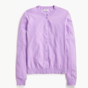 J Crew NWT Classic Long Sleeve Cotton Cardigan Sweater Bright Lilac XL 2X $79.50